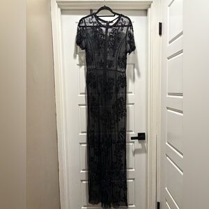 Stunning Needle & Thread Embellished by Hand Beaded Sheer Black Dress - size 10